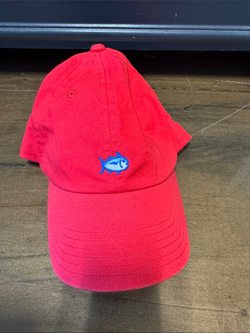 Southern Tide Red Baseball Cap with Blue Fish Logo